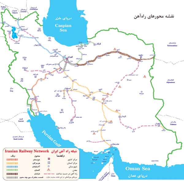 نقشه محورهای راه آهن